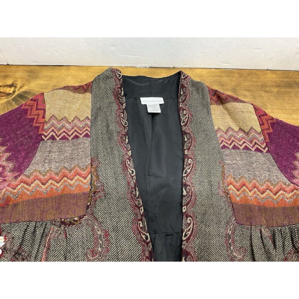 Soft Surroundings Embroidered Gray Sweater Jacket with Rust and Purple Accents - Picture 5 of 13